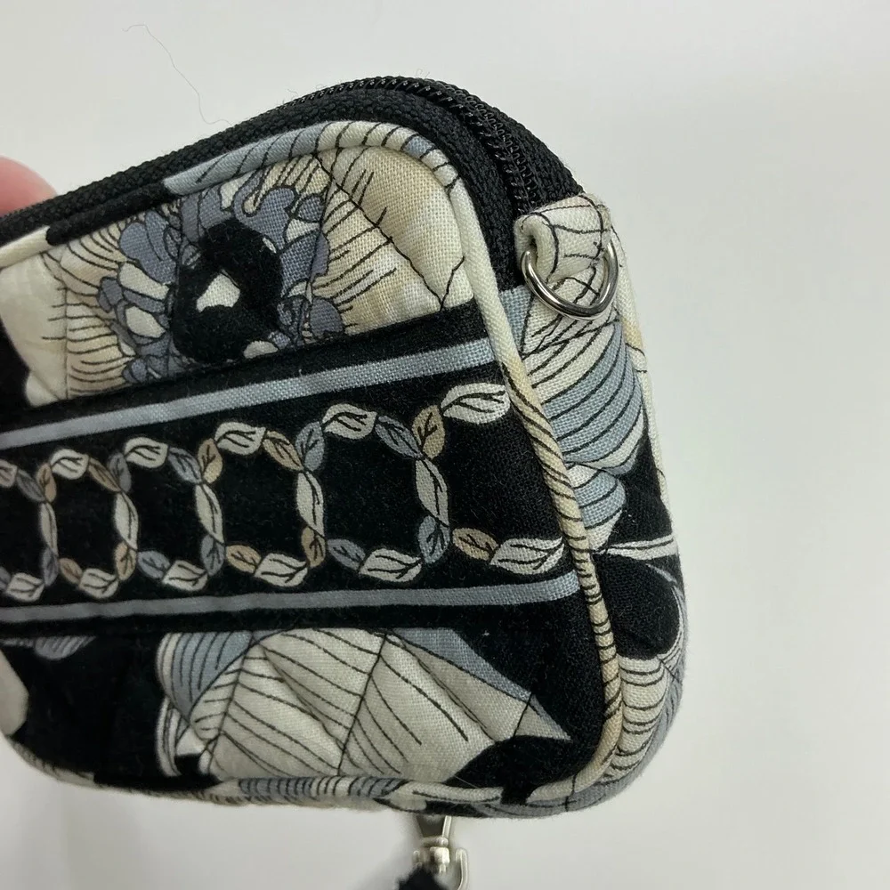 Vera Bradley Camellia Black Floral Wristlet Wallet Women Small Quilted